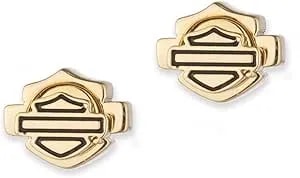 Harley-Davidson Women'S Small Bar & Shield Stainless Steel Stud Earrings, Gold