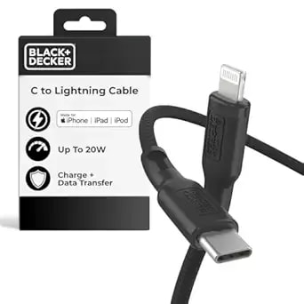 Black+Decker Usb C To Lightning Cable - Fast Compatible Iphone Lightning Cable - Durable Braided Type C Iphone Charger Cord - For Travel And Daily Use - Multiple Colors And Lengths - 6ft