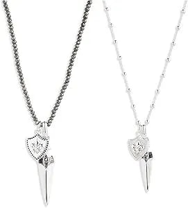 Harley-Davidson His & Hers Dagger Necklace Set W/Pyrite Beads - 22 & 16 Inch