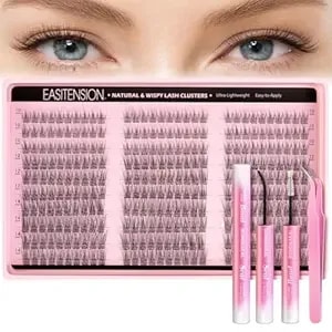 Natural Lash Clusters Kit 300 Pcs Wispy Eyelash Clusters Lashes Short C Curl Individual Lashes Cluster Eyelash Thin Band With Bond Seal Tweezers(10-14mm Kit 300pcs)
