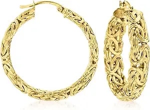 Ross-Simons 18kt Gold Over Sterling Medium Byzantine Hoop Earrings