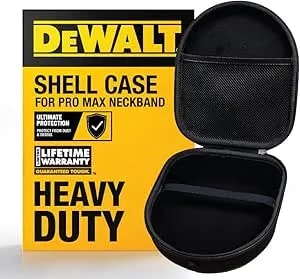 Dewalt Heavy Duty Protective Headphone Case For Pro Max Neckband, Compact Lightweight W/Eva Earphone Hard Shell Case, Headset Travel Carry Shockproof, Water-Resistant, Soft Interior & Accessory Pocket