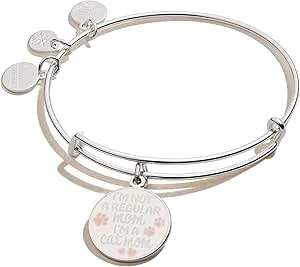 Alex And Ani Expandable Wire Bangle Bracelet For Women, I’M A Dog Or Cat Mom Charm, Shiny Finish, 2 To 3.5 In