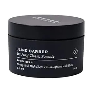 Blind Barber 101 Proof Classic Hair Pomade For Men - Water Based Pomade With Hops & Tonka Bean - Strong Hold & High Shine Finish - Paraben & Sulfate-Free Hair Styling Products (2.5 Oz)