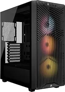 Corsair 3200D RS ARGB Mid-Tower PC Case – 3X RS120 ARGB PWM Fans Included, GPU Anti-Sag Stabilization Arm, ASUS BTF, MSI Project Zero, Gigabyte Project Stealth – Smoke