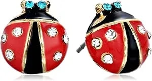 Betsey Johnson Red & Black Ladybug Stud Earrings