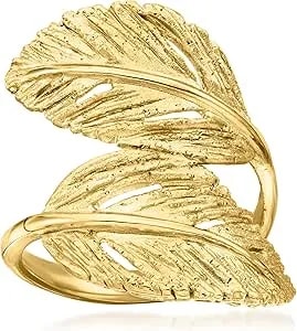 Ross-Simons Italian 18kt Gold Over Sterling Leaf Bypass Ring