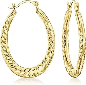 Ross-Simons 14kt Yellow Gold Twisted Oval Hoop Earrings