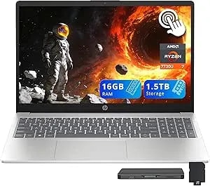 Hp 15.6" Fhd Ips Touchscreen Laptop, Amd Ryzen 7 7730u, 16gb Ram, 1.5tb Storage (512gb Ssd+1tb Docking Station Set), Amd Radeon Graphics, Numeric Keypad, 720p Hd Camera, Wi-Fi 6, Win 11, Silver