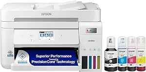 Epson Ecotank ET-4850 Wireless All-In-One Cartridge-Free Supertank With Scanner Copier, Fax, ADF And Ethernet, The Printer Office Printer - White