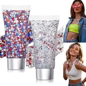 Red White And Blue Body Glitter Stick Patriotic 4th Of July Accessories Independence Day Face And Hair Glitter For Woman Makeup