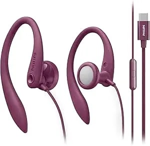 Philips Usb-C Wired Earbuds With Microphone & Volume Control, Over Ear Earhook, Compatible With Iphone 15 & 16, Samsung, Android Type-C Phones, Secure Fit Sports Running Headset