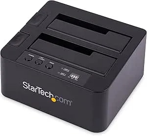 Startech.Com Standalone Hard Drive Duplicator, External Dual Bay USB 3.0 (5 Gbps) / Esata To 2.5/3.5" SATA III HDD/SSD Cloner/Copier, Hard Disk Docking Station, Cloning/Recovery (SDOCK2U33RE),Black