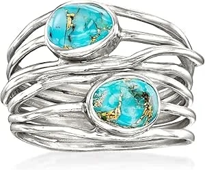 Ross-Simons Turquoise Highway Ring In Sterling Silver