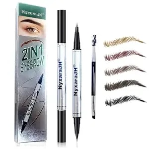 2-In-1 Eyebrow Pen, Dual Tip Precision Brow Liner With Fine Nibs, Waterproof, 5 Natural Colors, Professional Makeup Tool For Hair-Like Strokes (2# Brown)
