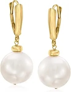 Ross-Simons 11.5-12.5mm Cultured Pearl Drop Earrings In 14kt Yellow Gold