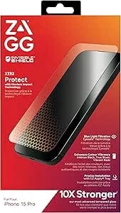 ZAGG Invisibleshield Glass XTR3 Iphone 15 Pro Screen Protector - Blue-Light Filtration, 10X Stronger, Scratch & Smudge-Resistant Surface, Edge-To-Edge Protection, Install Tray Included