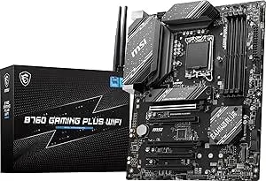 MSI B760 Gaming Plus Wifi Gaming Motherboard (Supports 12th/13th/14th Gen Intel Processors, LGA 1700, DDR5, Pcie 4.0, M.2, 2.5Gbps LAN, USB 3.2 Gen2, HDMI/DP, Wi-Fi 6E, Bluetooth 5.3, ATX)