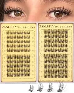 Zanlufly Natural Wispy Lash Clusters 10-16mm Cluster Eyelash Extensions Cc Curl Individual Cluster Lashes Diy Eyelashes Extensions With Soft Thin Band For Daily Wear