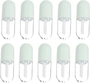 Fomiyes 10 Pcs 5ml Capsule Shaped Lip Gloss Empty Bottles Refillable Clear Plastic Lip Balm Tubes With Applicator Wands For Diy Makeup