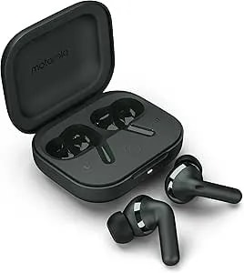 Motorola Moto Buds+ Headphones With Sound By Bose, Dual Dynamic Drivers And Optimal Resolution Sound, Dolby Head Tracking And Dolby Atmos, Dynamic Active Noise Cancellation - Black