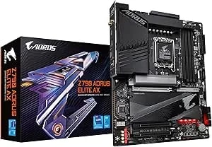Gigabyte Z790 Aorus Elite AX LGA 1700 ATX Motherboard, Support Intel Core 14th/13th/12th Gen, DDR5, 16+1+2 Power Phase, 4X M.2, Pcie 5.0, USB-C 3.2, WIFI6E, 2.5GbE, Q-Flash, EZ-Latch, RGB Fusion