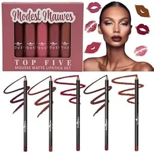Italia Deluxe Exclusive Edition Top Five Lip Kit With Mousse Matte Lipsticks And Ultrafine Lipliners, Creamy, Highly Pigmented, Long Lasting Lip Makeup Combo