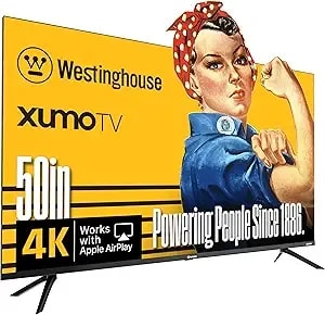 Westinghouse 50-Inch Smart Tv, 4k Uhd Xumo Tv W/ hdr10, Voice Remote, Dolby Vision, Dolby Atmos, Edgeless, Flat Screen Led Television W/Bluetooth, Apple Airplay, Wi-Fi & Mobile Connectivity