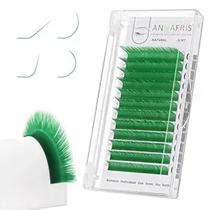 Colored Eyelash Extension Classic Green 0.07 D Curl 8-15mm Mixed Volume Lash Extension Individual False Eye Lashes With Color By Annafris (Classic Green,0.07 D 8-15mm Mix)