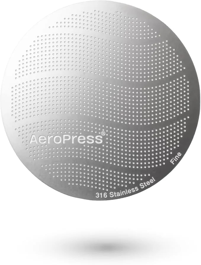 Aeropress 316 Stainless Steel Reusable Filter, Standard Size - Durable Metal Coffee Filter, Sustainable, Eco-Friendly, Travel-Friendly, Fits Standard Aeropress Manual Coffee Makers