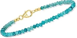 Ross-Simons Green And Blue Bead Bracelets In 18kt Gold Over Sterling