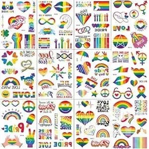 12 Sheet Rainbow Pride Temporary Tattoos,Rainbow Flag Tattoo Stickers For Equality Parades And Celebrations, 100+ Pcs Gay Pride Tattoos For Women Men Adult Face Stickers Body Art Decor q1141