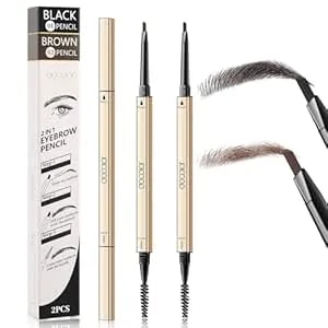 Docolor Makeup Micro Brow Pencil, Definer Eyebrow Pencils For Women Dual-Sided Ultra-Fine Microblading Eyebrow Pencil (Soft Brown And Black,2 Count)