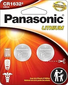 Panasonic CR1632 3.0 Volt Long Lasting Lithium Coin Cell Batteries In Child Resistant, Standards Based Packaging, 2-Battery Pack