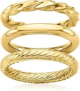 Ross-Simons 18kt Gold Over Sterling Jewelry Set: 3 Polished Rings