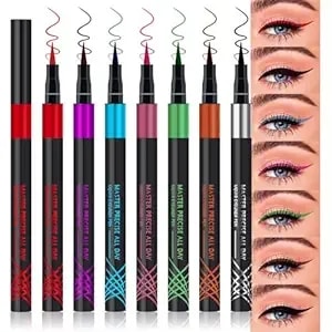 Wantuoluo 7 Pcs Colors Liquid Eyeliner Stamp Pens Set, Long Lasting Liquid Eye Liner,Waterproof & Smudgeproof Makeup