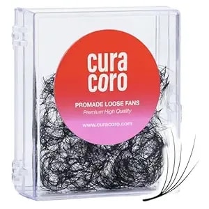 Curacoro Camellia Promade Fans - Handmade Volume Promade Eyelashes Fans 5d To 10d, C Cc D Curl, Thickness 0.03~0.07mm, 7-14mm Mix Lengths, Professional Long-Lasting Promade Lash Fans