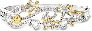 Ross-Simons 0.25 Ct. T.W. Diamond Sea Life Bangle Bracelet In 2-Tone Sterling Silver
