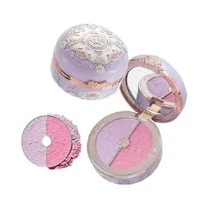 Flower Knows Butterfly Cloud Collar Rouge Box Highlighting & Blush Duo Powder,Purple+Berry Two Tone Matte Blush For Cheeks Bulidable & Blendable,0.21 Oz(04 Fluttering Romance)
