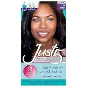 Just 5 Women'S 5 Minute Permanent Hair Color With Conditioner, Grey Hair Coloring For Women - Jet Black
