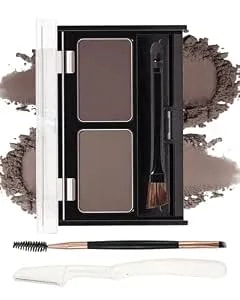 Eye Brow Powder Kit For Women,2 Colors Waterproof Eyebrow Powder Tinted Palette Brown Dark Brown Long-Lasting,Brow Fill&Sculpt Natural Eyebrow Contour Eyeshadow Mother’S Gift With Brow Brush &Razor-03