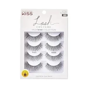 Kiss Lash Couture, False Eyelashes, 'Sequin', 16mm, Includes 4 Pairs Of Lashes, Easy To Apply, Reusable Lash Clusters