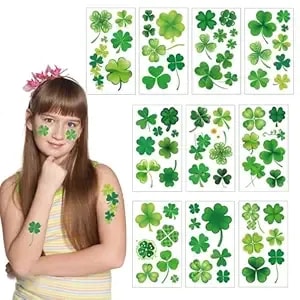 70 Pcs St Patricks Day Tattoos 10 Sheet Shamrock Temporary Tattoos For Adults Irish Party Favor Accessories Makeup Kit（St. Patrick'S Day）