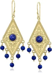 Ross-Simons Lapis Drop Earrings In 18kt Gold Over Sterling