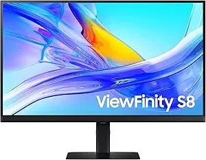 Samsung 27-Inch Viewfinity S8 (S80UD) 4K UHD High Resolution Monitor With HDR10, USB-C, Height Adjustable Ergonomic Stand, Built-In KVM Switch, Advanced Eye Care, LS27D802UANXGO, 2024