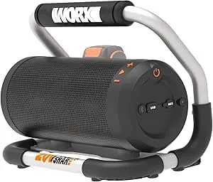 Worx 20v Bluetooth Speaker Sound And 10-Hour Runtime, 2-In-1 Bluetooth/Aux Input, Durable For Jobsite, Wireless Portable Speaker With Roll Cage, Tool Only, wx009l.9