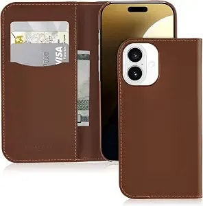 Coach Signature Leather Wallet Folio Iphone 16 Case - Designer Phone Case - Hazelnut
