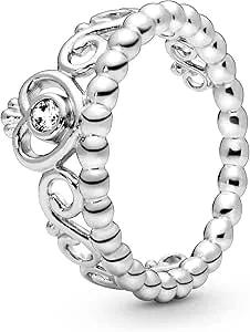 Pandora Princess Tiara Crown Ring - Sterling Silver Ring For Women - Layering Or Stackable Ring - Gift For Her - Sterling Silver With Clear Cubic Zirconia