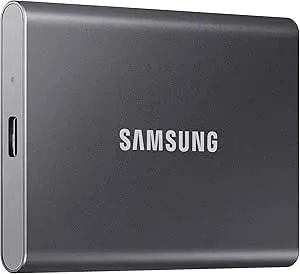 Samsung T7 Portable SSD, 2TB External Solid State Drive, Speeds Up To 1,050MB/S, USB 3.2 Gen 2, Reliable Storage For Gaming, Students, Professionals, MU-PC2T0T/AM, Gray