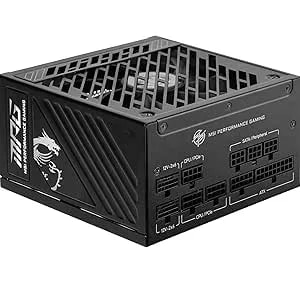 Msi Mpg a850gs pcie5 Power Supply, 850w, 80 Plus Gold, Atx 3.1, Pcie 5.1 50 Series Gpu Support, 12v-2x6, Cable With Two Tone 12v-2x6 Connectors, Atx Power Supply, Embossed Cable Sheath